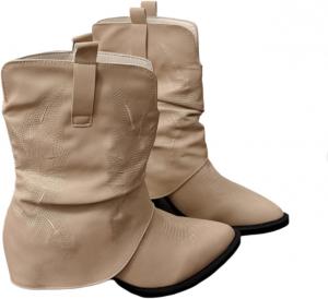 Женские ковбойские сапоги ZQW средней длины, заостренный носок, вышивка, свободная посадка, каблук средней высоты, противоскользящие, стильные, подходят для повседневной носки и фотосессий, Beige