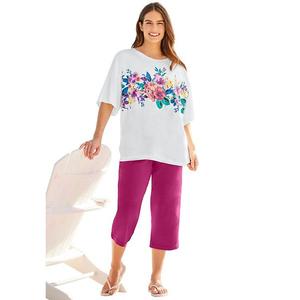 Футболка Plus size relaxed Woman Within, White Graphic