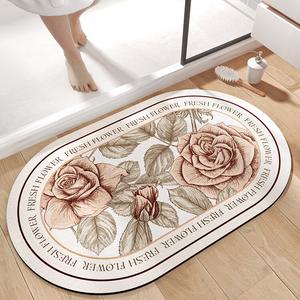 Dajiang Ковер 50х80 см для ванной комнаты, впитывающий, быстросохнущий, с цветочным узором, безопасный и нескользящий