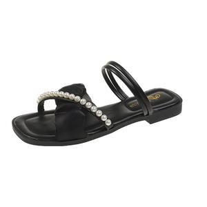 Puppytown Женские противоскользящие устойчивые к истиранию шлепанцы на резиновой подошве черные, цвет Black