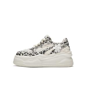 HR Low Top Skateboard Shoes Women's White Leopard Print