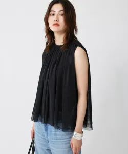 Двубортная блузка без рукавов из тюля Babylone, цвет Black 19