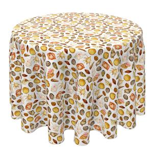 Круглая скатерть, 100% хлопок, 60 круглых", Коллекция пляжных ракушек