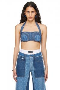 Регенерированный джинсовый бюстгальтер Marine Serre, синий