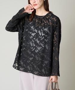 Прозрачная блузка из жаккардовой ткани с кроем Avv, цвет Black