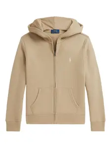 Худи на молнии с вышитым логотипом Polo Ralph Lauren Kids, нейтральный