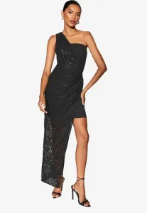 Классический крой, одно плечо, драпировка с пайетками, нарядная одежда для особых случаев. Lipsy, Black