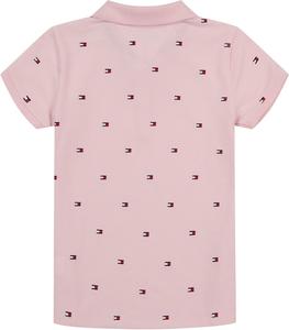 Рубашка-поло Tommy Hilfiger для девочек с короткими рукавами, застежкой на пуговицы, ребристым воротником и рукавами, Ballerina Pink Flag