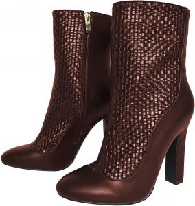 FSJ Женские сексуальные закрытые ботильоны с удобным массивным каблуком, средней высоты голенища, стильные плетеные ботинки на молнии сбоку, платье, размеры 4-15 США, Maroon
