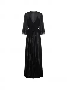 Макси-платье с V-образным вырезом Alberta Ferretti, черный