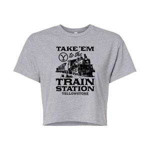 Укороченная футболка Yellowstone для юниоров с надписью Take 'Em To The Train Station Licensed Character
