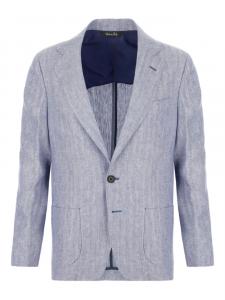 Вышитый льняной блейзер COLAMARINO, синий