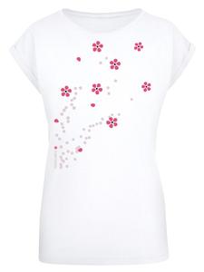 Футболка с удлиненными плечами и цветочным узором в виде лозы, цвет белый F4NT4STIC