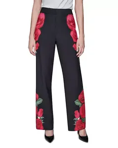 Брюки с розами Karl Lagerfeld Paris, черный