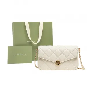 VANESSA HOGAN Сумка через плечо Lingge Series из натуральной кожи, Ecru