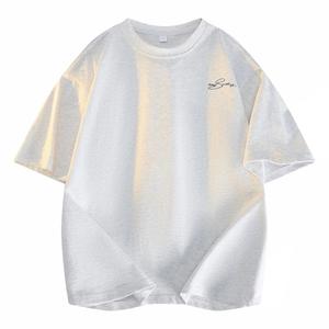 Футболка Unisex Crew Neck Moderate Heavyweight HUANQIU, белый heather серый (happy handwriting chest logo)