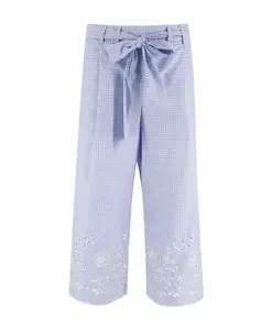 Хлопковые брюки с цветочным принтом, широкими штанинами и заостренным низом. Ermanno Scervino, синий