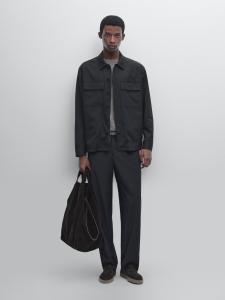 Классная шерстяная рубашка на молнии Massimo Dutti, темно-синий