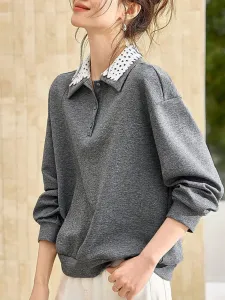 Женская толстовка с кружевным воротником Doux Belle, цвет Gray