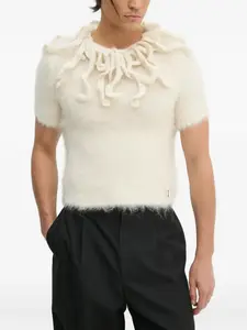 Футболка с короткими рукавами и оборками Sunnei, нейтральный