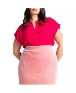 Женская блузка больших размеров с воротником-стойкой ELOQUII, розовый