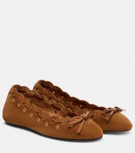 Балетки Balfy из замши с бантом Isabel Marant, Cognac