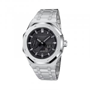 Часы Casio G-Shock Analog-Digital 2100 Series, арт. GA-2100-1A1, серебристый/ярко-серебристый