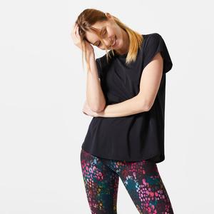 Футболка женская Cardio Lasercut - 500 черная DOMYOS, цвет schwarz