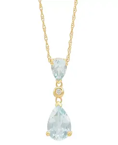 Ожерелье с подвеской в виде аквамарина грушевидной формы (1,5 карата) и бриллиантового акцента из 14-каратного желтого золота, 18 дюймов Macy'S, aquamarine