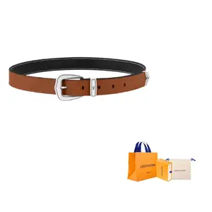 LOUIS VUITTON Мужской кожаный ремень с металлическими деталями шириной 2.5 см, Brown