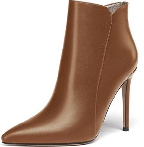 Женские ботильоны WAYDERNS с боковой молнией, заостренным носком, матовыми, на шпильке, 4 дюйма, Brown