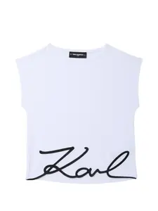 Футболка с логотипом Karl Lagerfeld Kids, белый