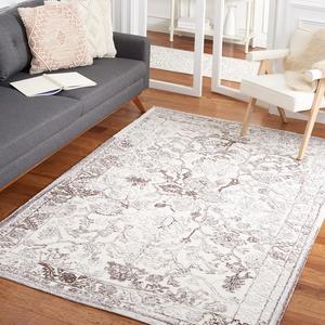 Ковер SAFAVIEH, 122 x 183 см, Trace Collection - Brown & Ivory, ручной работы, цветочный узор, текстурированная шерсть, идеально для помещений с высокой проходимостью: прихожая, гостиная, спальня (TRC303T)