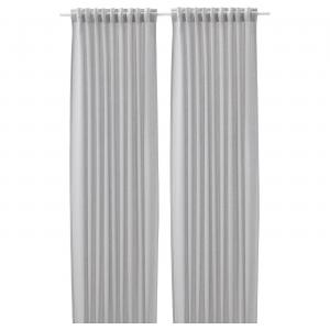 Шторы, 1 пара IKEA FJÄDERMOTT, 145x250 см, светло-серый