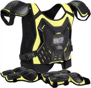 Детский защитный жилет для мотокросса dirt bike с наколенниками и налокотниками - полный комплект экипировки для мотоцикла WEWAYSTEP, Yellow