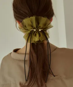 Прозрачная резинка для волос на завязках Goldy, цвет Khaki