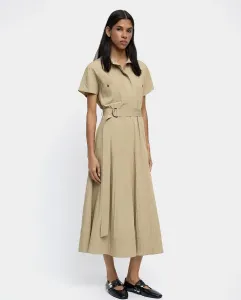 Миди-платье-рубашка с коротким рукавом и оборкой Parfois, бежевый