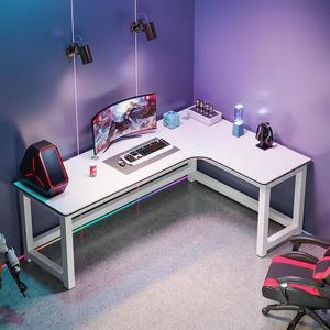 Угловой игровой стол для двоих Zhenyanxuan, 180x120 см, белая рама + теплый белый столешница, правая угловая модель
