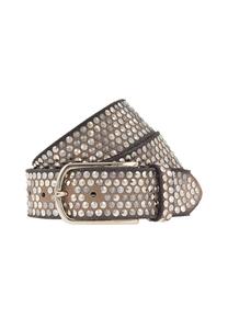 Кожаный ремень с заклепками B.BELT, бежевый