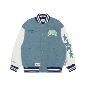 Вышитая логотипом бейсбольная куртка Aape, Пыльно-голубой BLL