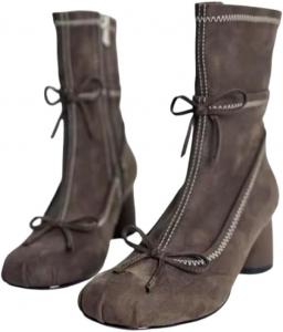 Женские массивные ботинки с бантиками, мягкие и комфортные, подходят для повседневных покупок, поездок на работу и путешествий. Fusecottc, Brown