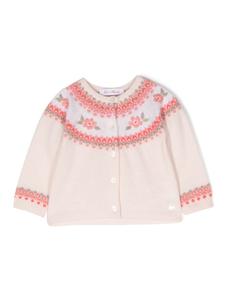 Tartine Et Chocolat кардиган с круглым вырезом и вышивкой, розовый