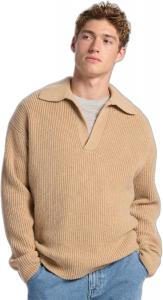 Michael Kors мужской свитер с фактурным воротником Johnny, Dark Camel Melange