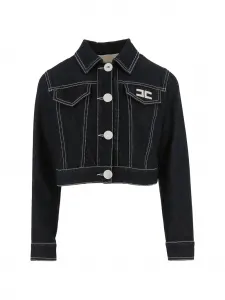 Укороченная куртка с логотипом Elisabetta Franchi La Mia Bambina, синий