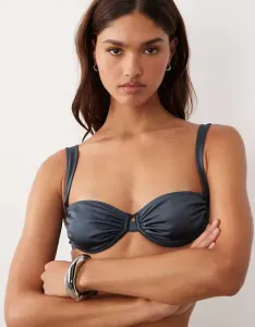 Темно-серый лиф бикини на косточках с бантиком на спине ASOS DESIGN Maya Cape Cod