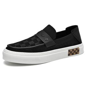 SEPTWOLVES Коллекция слипоны дышащие легкие и износостойкие низкие кеды на холсте мужские черные стандартный размер кожаной обуви, цвет Black (Standard Leather Shoe Size)