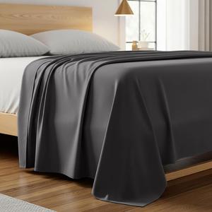 Mellanni Простыня, 97х190 см, в комплекте 1 штука, роскошная, очень мягкая, охлаждающая, устойчивая к смятию, выцветанию и пятнам, серая