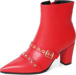 MEOTINA золотистые туфли на высоком каблуке для женщин, каблук-киот, заостренный носок, короткие женские ботильоны, пряжка, высокие каблуки, до щиколотки, металлическая обувь, Spitz Zulaufender Zehenbereich, Rot