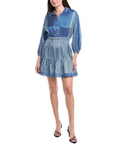 Сандеро Мини-платье с рукавами-фонариками Sandro, синий