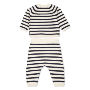 Petit Bateau комплект из полосатого джемпера и брюк, нейтральный цвет